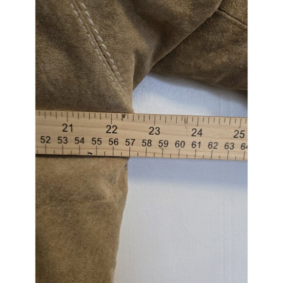 VTG Winlet‎ Leather Coat Jacket  Womens M Faux Fur Lined Tan 80s Suede Leather - Picture 9 of 14